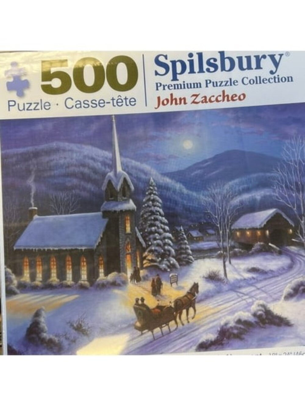 Spilsbury Premium 500-Piece Puzzle By John Zaccheo Moonlight In Vermont 18" x 24